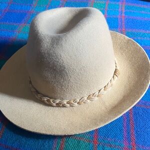 Apt 9 Tan Wool Fedora Hat Braided Leather Hatband Cowboy Hat